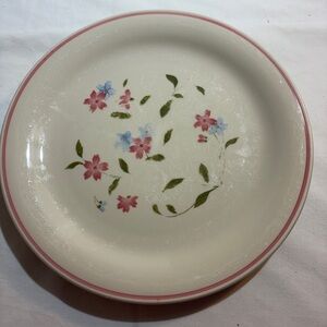 Vintage China Pearl Floral Pink Rim Ceramic Serving Plate 1988